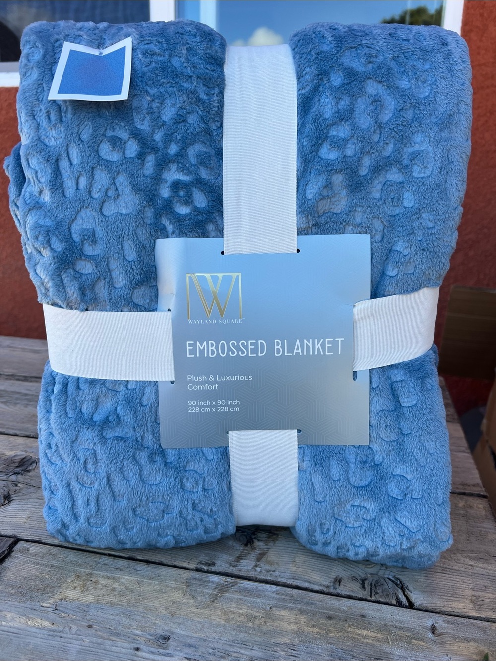 Embossed Plush Blanket - Dusty Blue